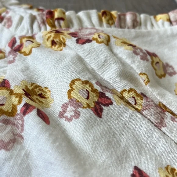 For Love And Lemons Floral Lace-Up Top - Cream and Pink - Picture 6 of 6